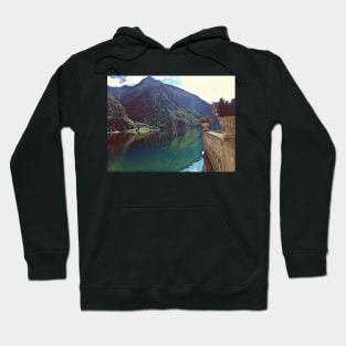 Mountain by the lake in Switzerland Hoodie